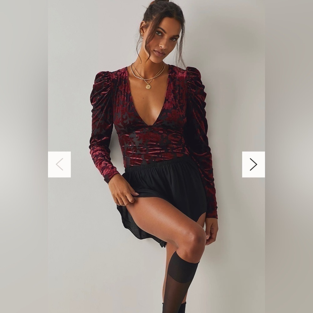 NWT Free People Magic Hour Bodysuit in Midnight combo